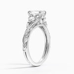 Begonia Vine Three Stone Diamond Ring (2/3 ct. tw.) Platinum Emerald Engagement Ring