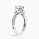 Begonia Vine Three Stone Diamond Ring (2/3 ct. tw.) Platinum Oval Engagement Ring
