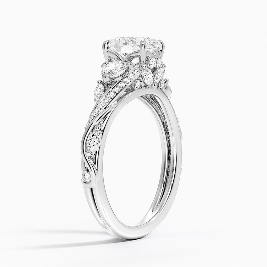 Begonia Vine Three Stone Diamond Ring (2/3 ct. tw.) Platinum Oval Engagement Ring