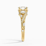 Begonia Vine Three Stone Diamond Ring (2/3 ct. tw.) Yellow Gold 18k Oval Engagement Ring