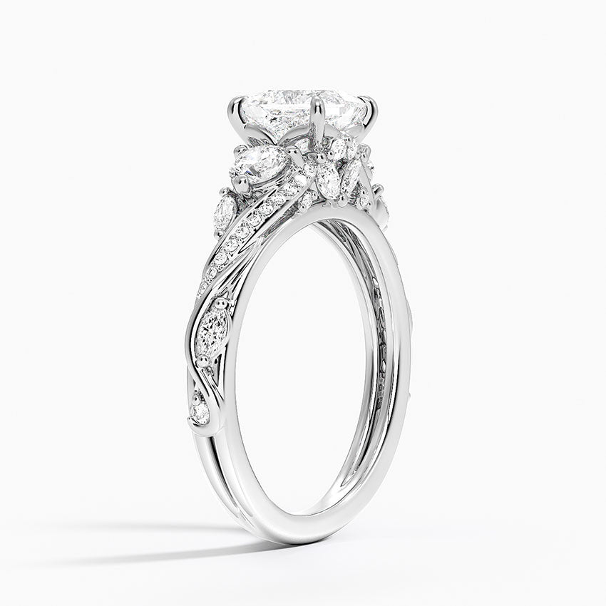 Begonia Vine Three Stone Diamond Ring (2/3 ct. tw.) Platinum Princess Engagement Ring