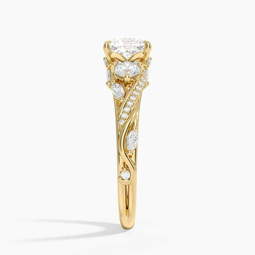 Begonia Vine Three Stone Diamond Ring (2/3 ct. tw.) Yellow Gold 18k Princess Engagement Ring