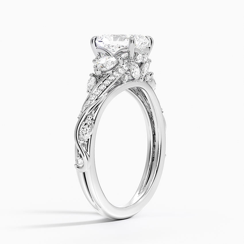 Begonia Vine Three Stone Diamond Ring (2/3 ct. tw.) Platinum Radiant Engagement Ring