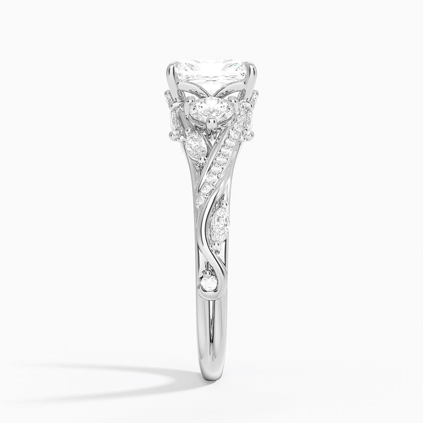 Begonia Vine Three Stone Diamond Ring (2/3 ct. tw.) Platinum Radiant Engagement Ring