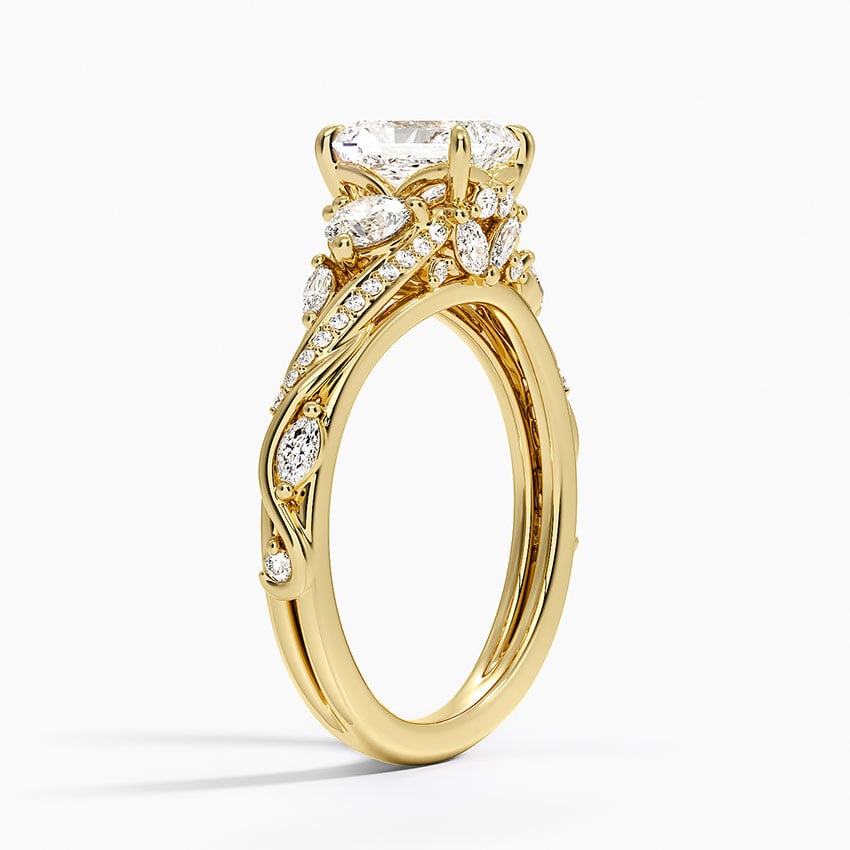 Begonia Vine Three Stone Diamond Ring (2/3 ct. tw.) Yellow Gold 18k Radiant Engagement Ring