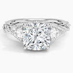 Begonia Vine Three Stone Diamond Ring (2/3 ct. tw.) Platinum Cushion Engagement Ring