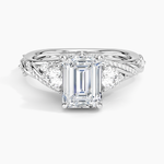 Begonia Vine Three Stone Diamond Ring (2/3 ct. tw.) Platinum Emerald Engagement Ring