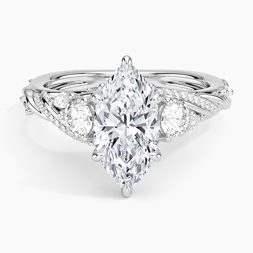 Begonia Vine Three Stone Diamond Ring (2/3 ct. tw.) Platinum Marquise Engagement Ring