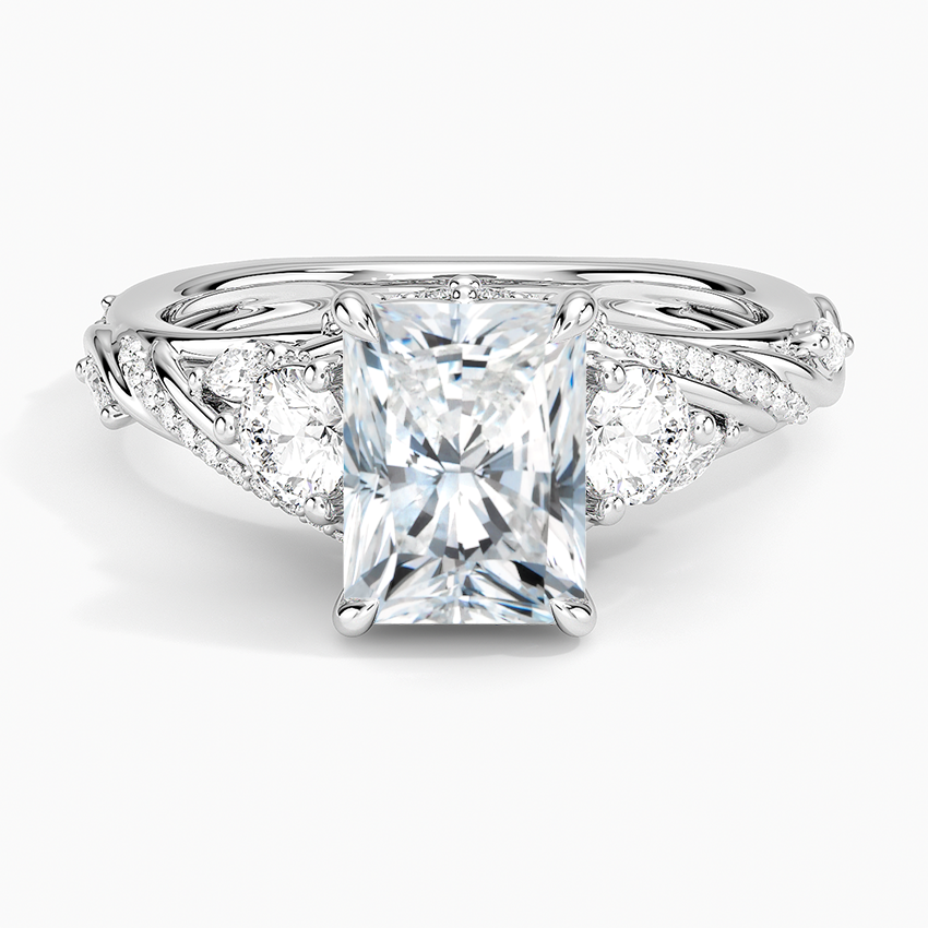 Begonia Vine Three Stone Diamond Ring (2/3 ct. tw.) Platinum Radiant Engagement Ring
