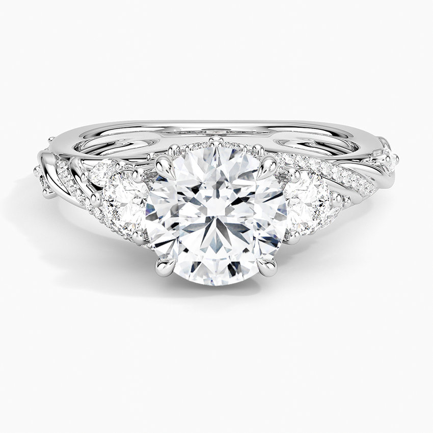 Begonia Vine Three Stone Diamond Ring (2/3 ct. tw.) Platinum Round Engagement Ring