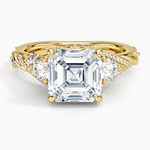 Begonia Vine Three Stone Diamond Ring (2/3 ct. tw.) Yellow Gold 18k Asscher Engagement Ring