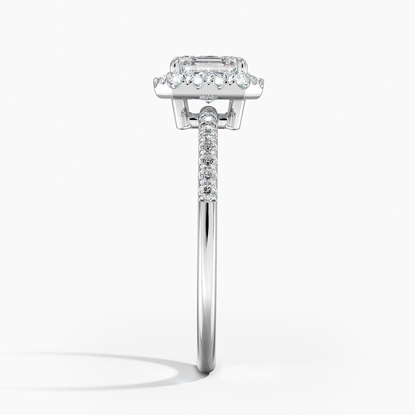 Cambria Halo Diamond Ring Platinum Asscher Engagement Ring