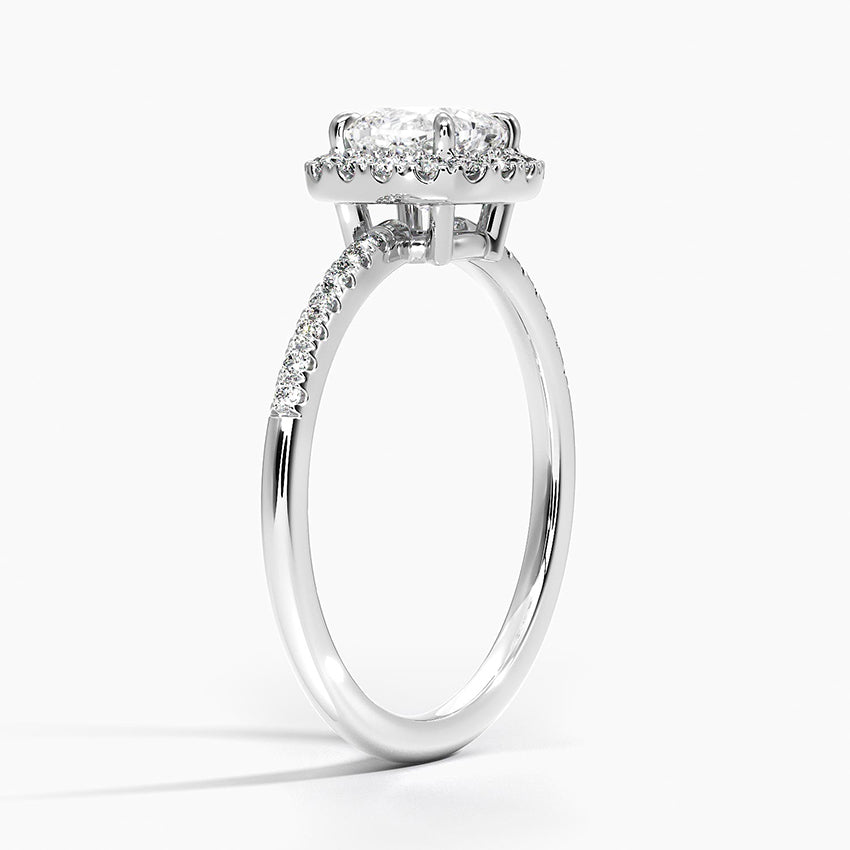 Cambria Halo Diamond Ring Platinum Cushion Engagement Ring