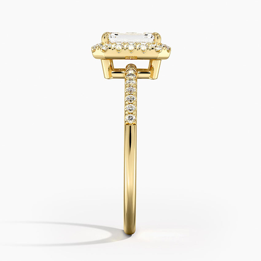 Cambria Halo Diamond Ring Yellow Gold 18k Emerald Engagement Ring