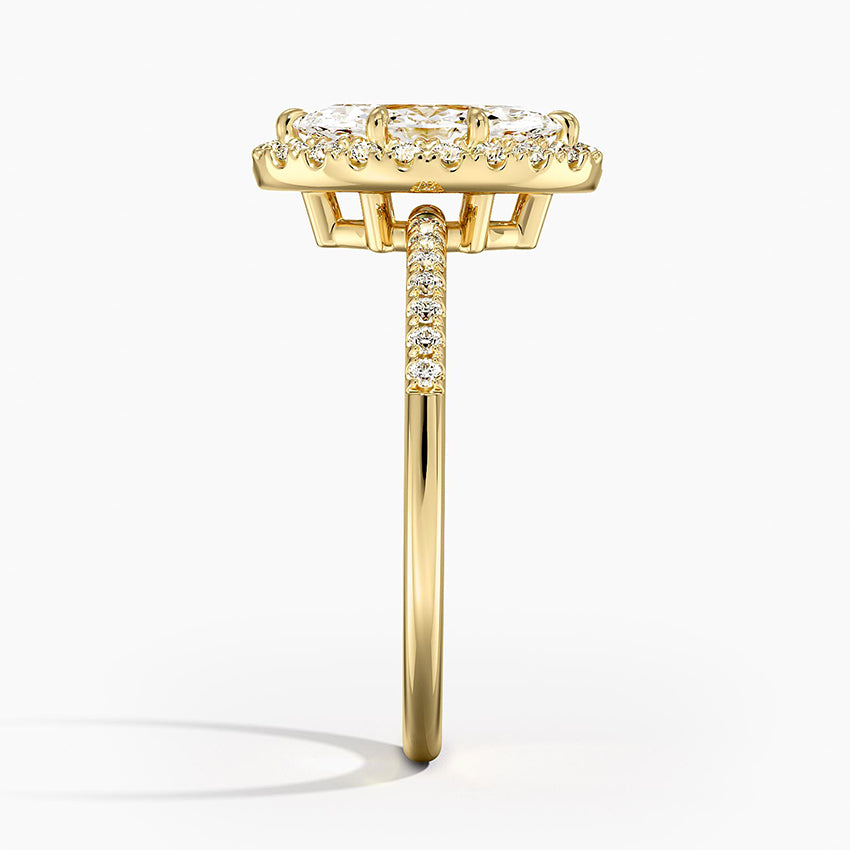 Cambria Halo Diamond Ring Yellow Gold 18k Marquise Engagement Ring