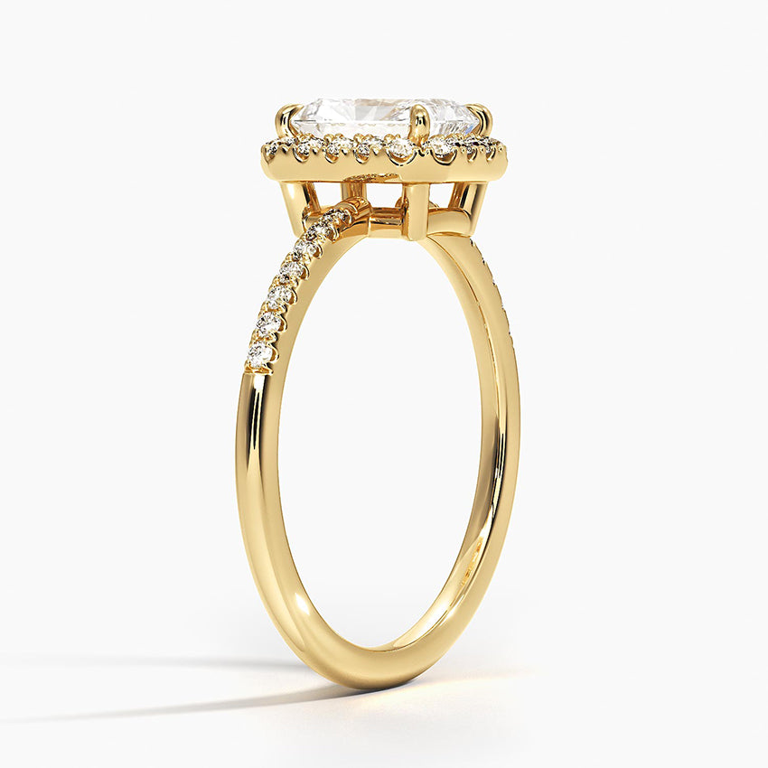 Cambria Halo Diamond Ring Yellow Gold 18k Radiant Engagement Ring