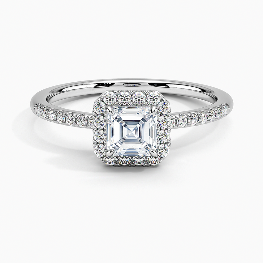 Cambria Halo Diamond Ring Platinum Asscher Engagement Ring