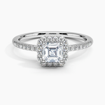 Cambria Halo Diamond Ring Platinum Asscher Engagement Ring