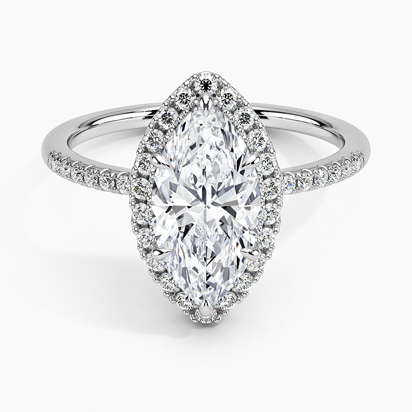 Cambria Halo Diamond Ring Platinum Marquise Engagement Ring