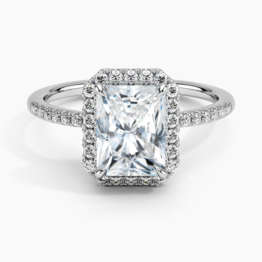 Cambria Halo Diamond Ring Platinum Radiant Engagement Ring