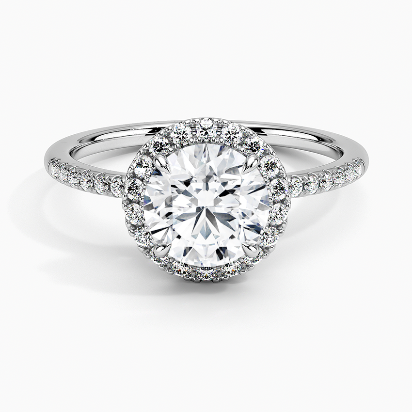 Cambria Halo Diamond Ring Platinum Round Engagement Ring