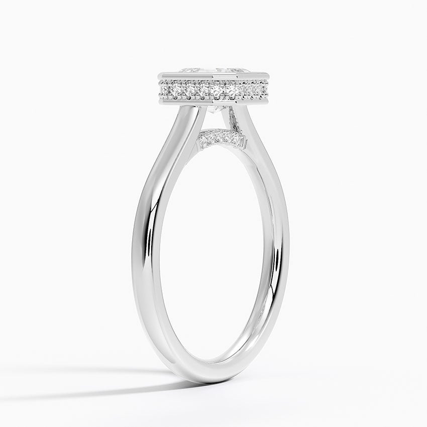 Luna Hidden Halo Diamond Ring Platinum Asscher Engagement Ring