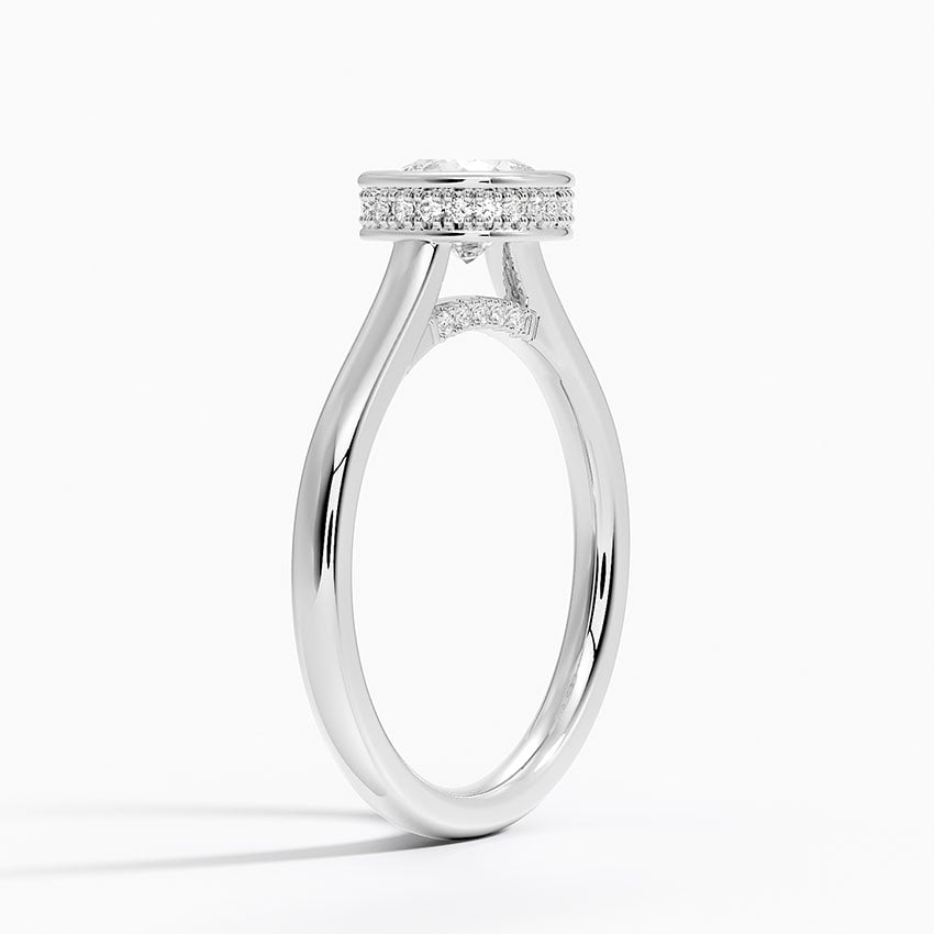 Luna Hidden Halo Diamond Ring Platinum Cushion Engagement Ring