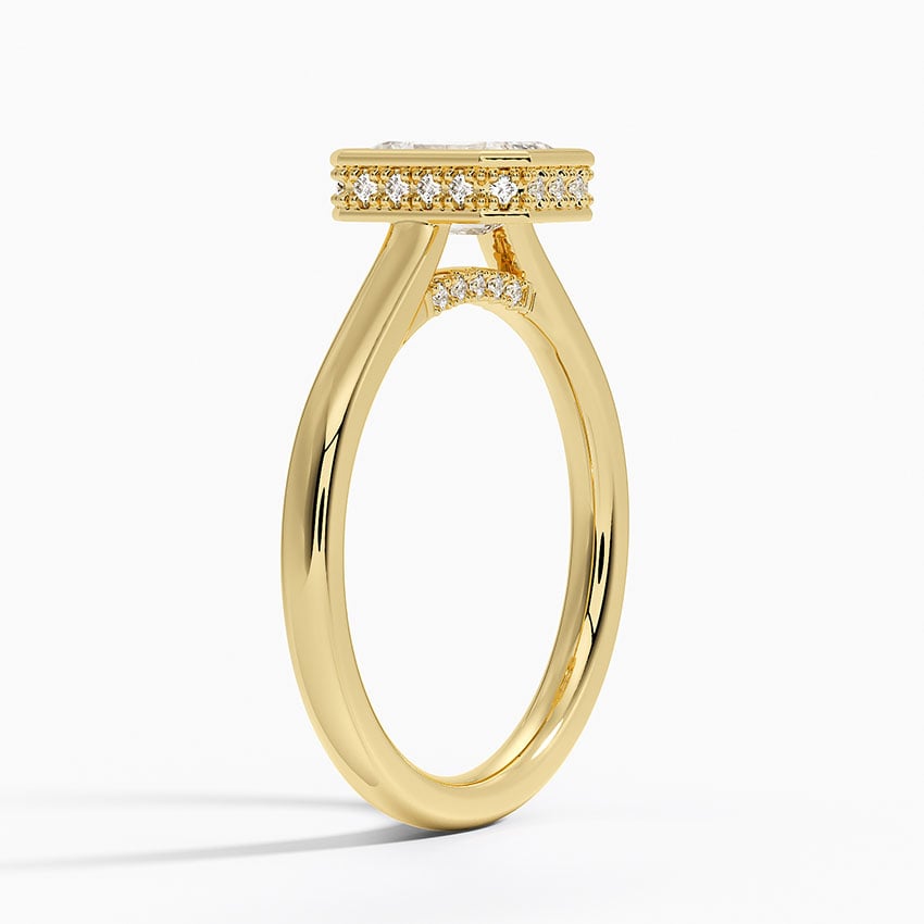 Luna Hidden Halo Diamond Ring Yellow Gold 18k Emerald Engagement Ring