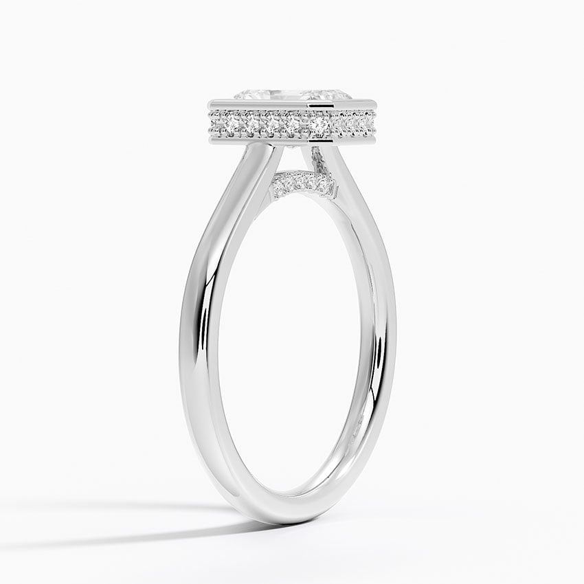 Luna Hidden Halo Diamond Ring Platinum Radiant Engagement Ring