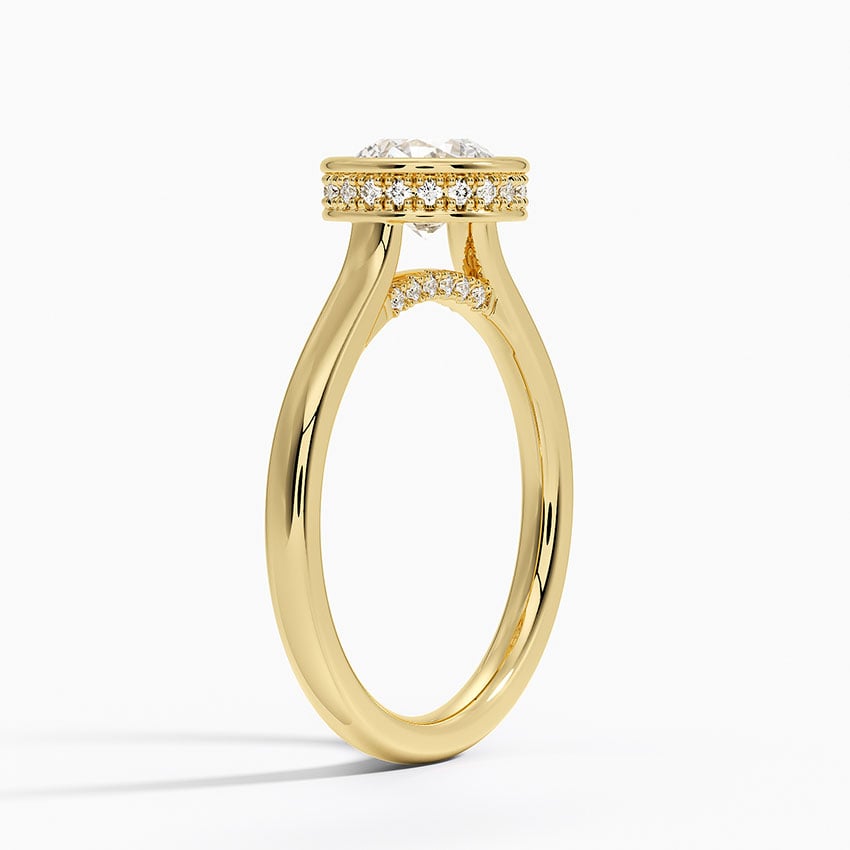 Luna Hidden Halo Diamond Ring Yellow Gold 18k Round Engagement Ring