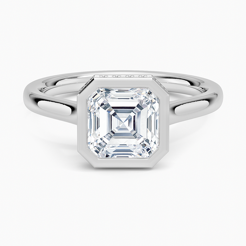 Luna Hidden Halo Diamond Ring Platinum Asscher Engagement Ring