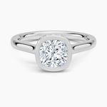 Luna Hidden Halo Diamond Ring Platinum Cushion Engagement Ring