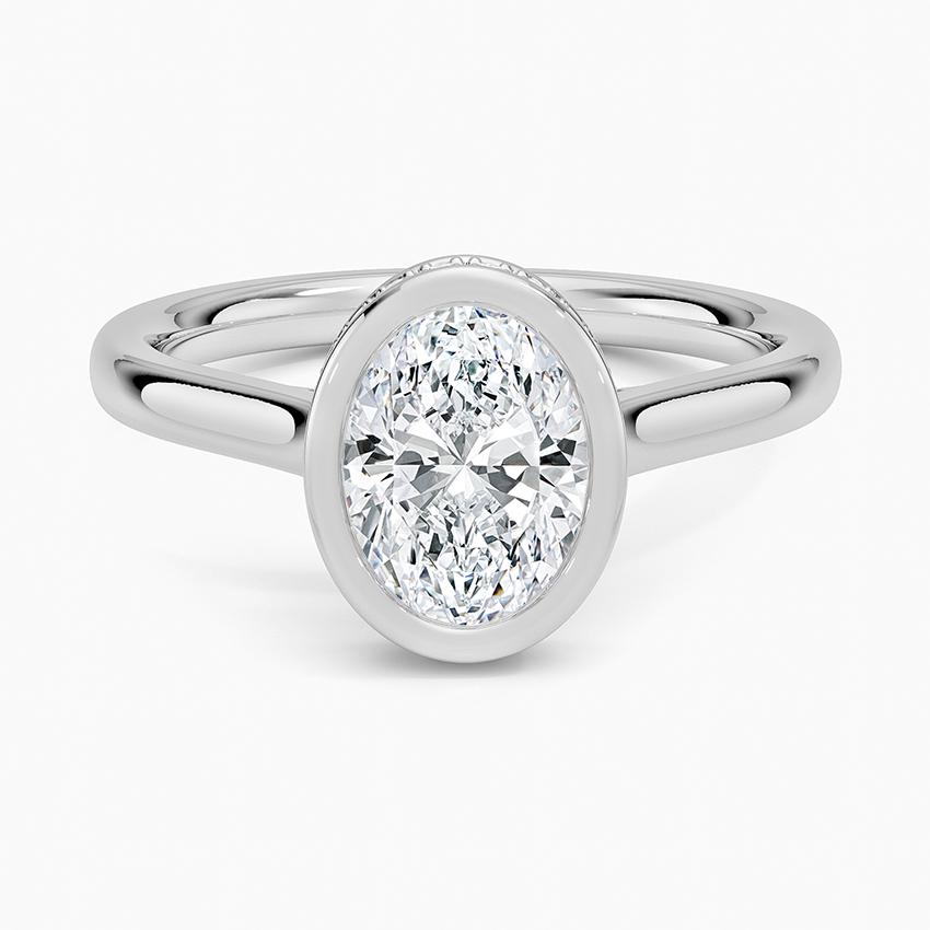 Luna Hidden Halo Diamond Ring Platinum Oval Engagement Ring
