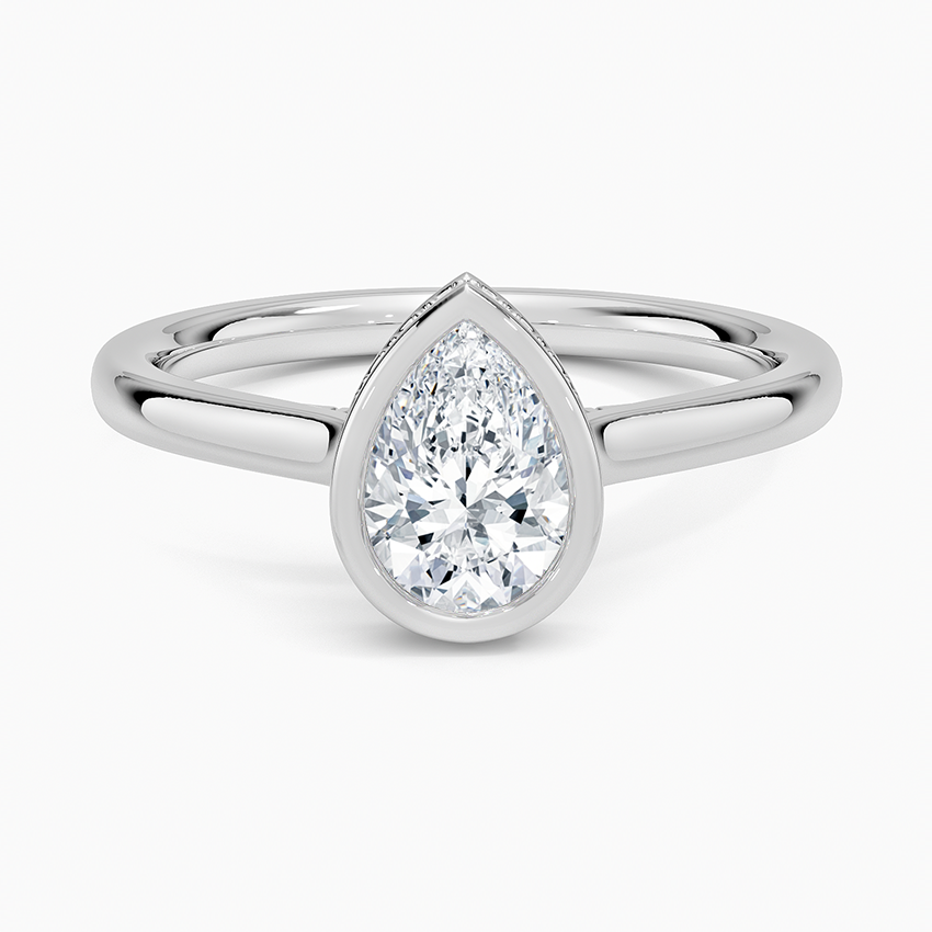 Luna Hidden Halo Diamond Ring Platinum Pear Engagement Ring