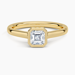 Luna Hidden Halo Diamond Ring Yellow Gold 18k Asscher Engagement Ring