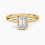 Luna Hidden Halo Diamond Ring Yellow Gold 18k Emerald Engagement Ring