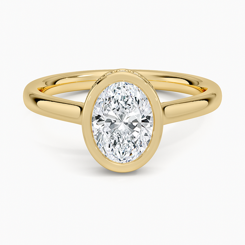 Luna Hidden Halo Diamond Ring Yellow Gold 18k Oval Engagement Ring