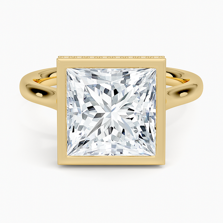 Luna Hidden Halo Diamond Ring Yellow Gold 18k Princess Engagement Ring