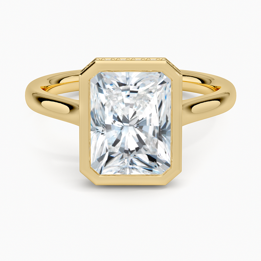 Luna Hidden Halo Diamond Ring Yellow Gold 18k Radiant Engagement Ring