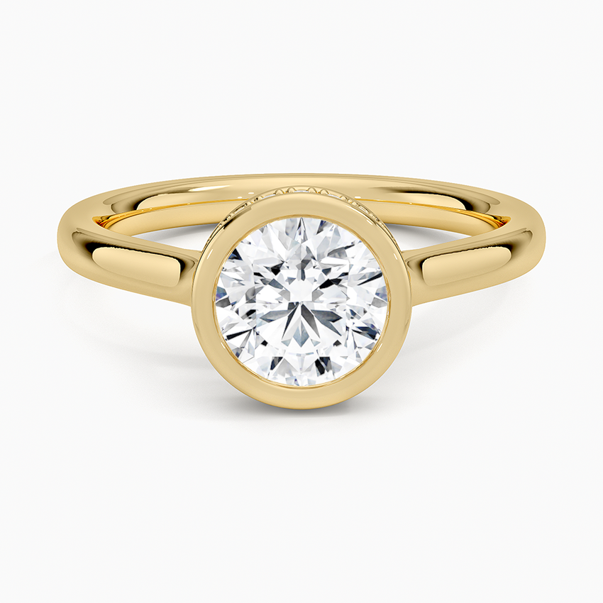 Luna Hidden Halo Diamond Ring Yellow Gold 18k Round Engagement Ring