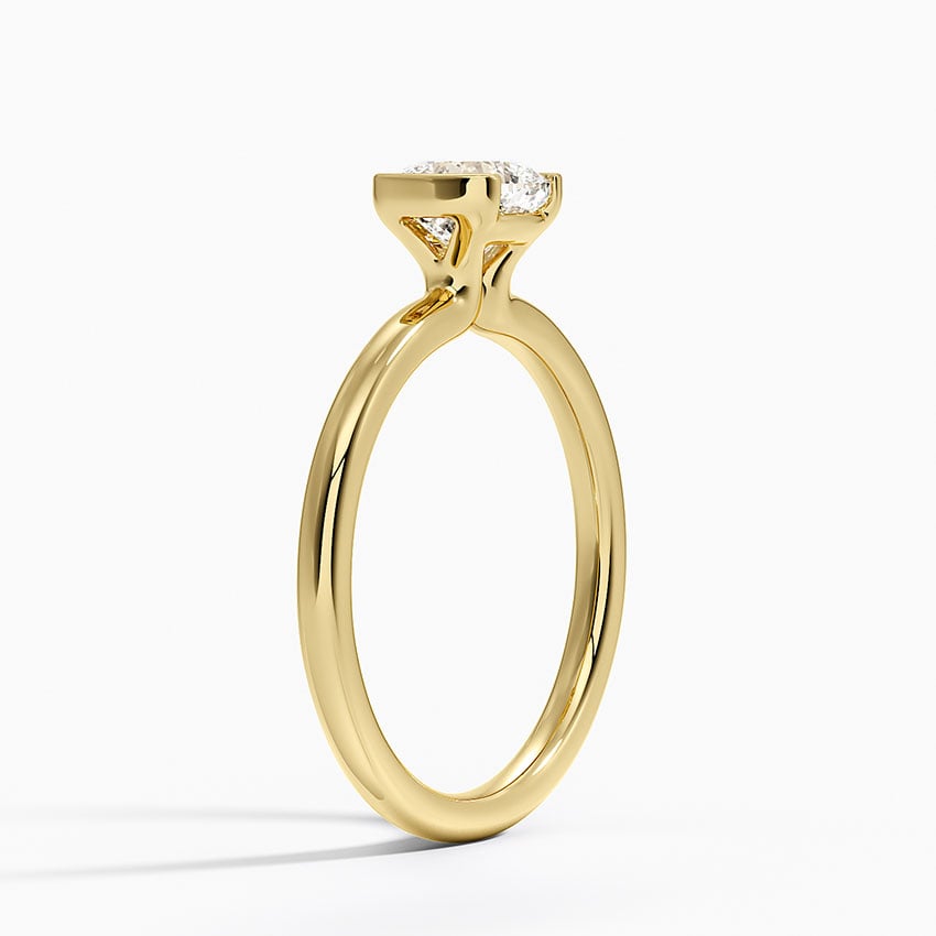 Annika Semi-Bezel Solitaire Ring Yellow Gold 18k Cushion Engagement Ring