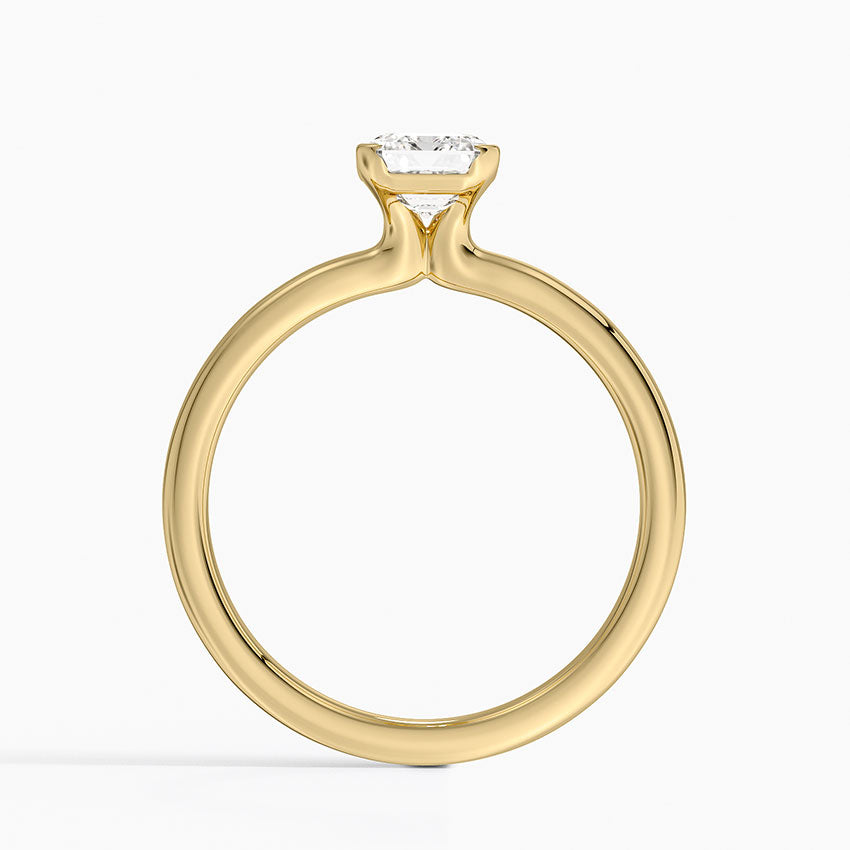 Annika Semi-Bezel Solitaire Ring Yellow Gold 18k Emerald Engagement Ring