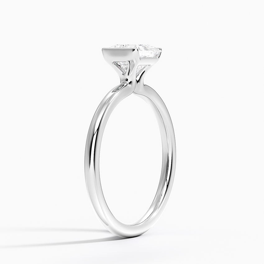 Annika Semi-Bezel Solitaire Ring Platinum Princess Engagement Ring