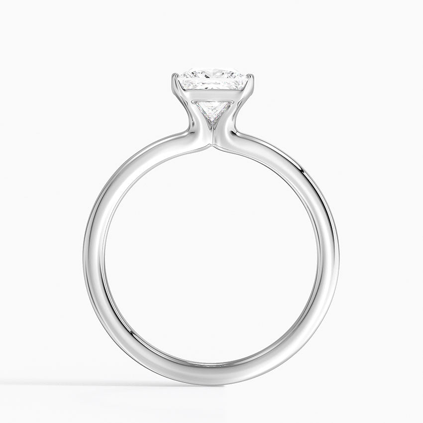 Annika Semi-Bezel Solitaire Ring Platinum Princess Engagement Ring