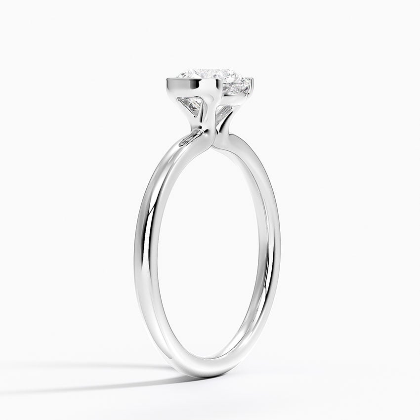 Annika Semi-Bezel Solitaire Ring Platinum Round Engagement Ring