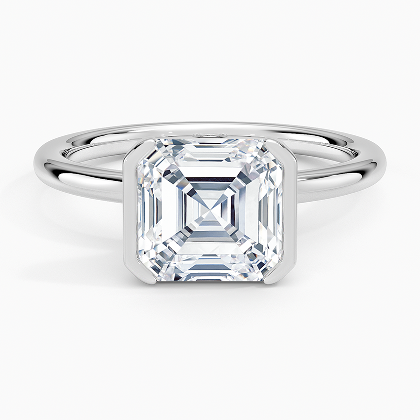 Annika Semi-Bezel Solitaire Ring Platinum Asscher Engagement Ring