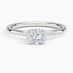 Annika Semi-Bezel Solitaire Ring Platinum Cushion Engagement Ring