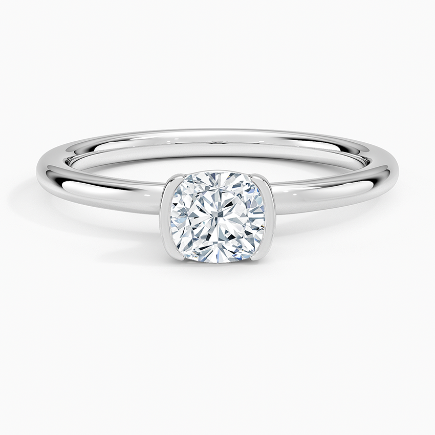 Annika Semi-Bezel Solitaire Ring Platinum Cushion Engagement Ring