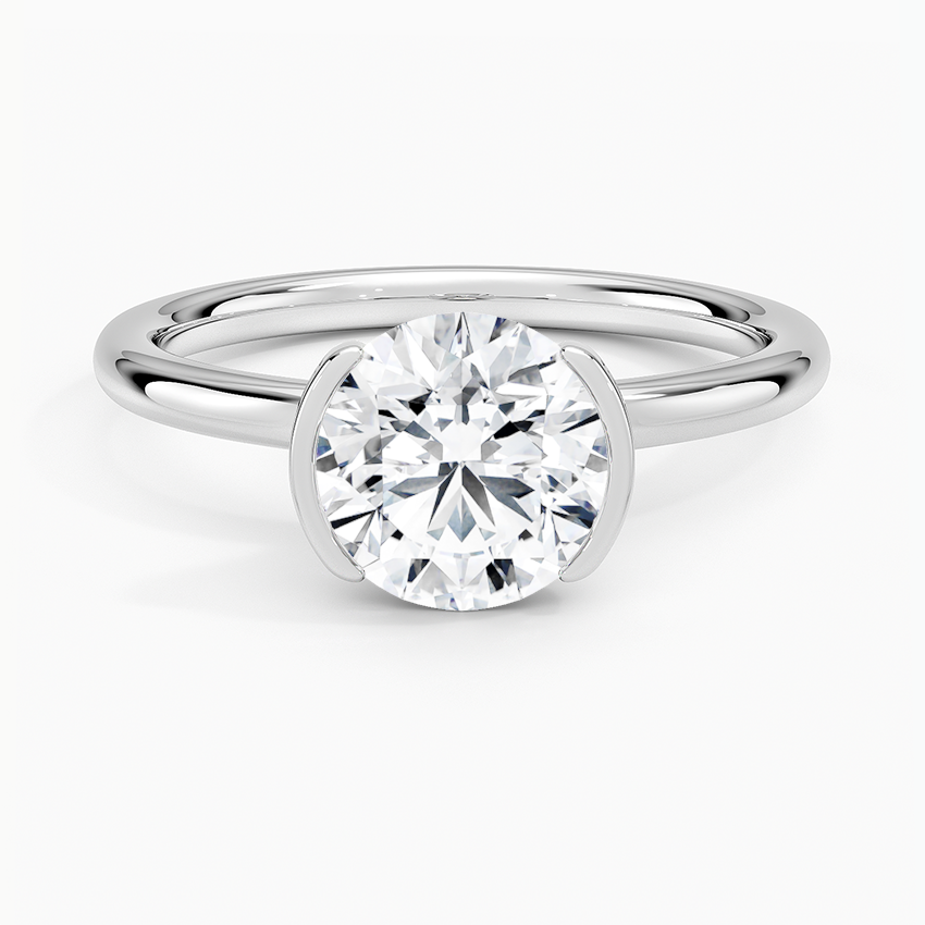 Annika Semi-Bezel Solitaire Ring Platinum Round Engagement Ring