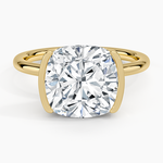 Annika Semi-Bezel Solitaire Ring Yellow Gold 18k Cushion Engagement Ring